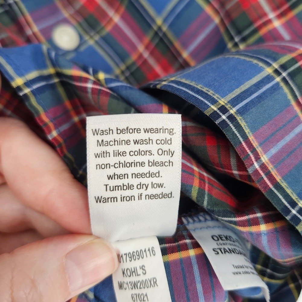 Croft & Barrow Mens Blue Red Plaid Button Down Shirt Size 3XB Casual Weekend - Picture 5 of 9